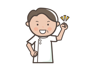 ガッツポーズでやる気満々な男性整体師（マッサージ師）の上半身イラスト