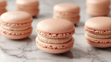 Obraz premium An assortment of colorful macarons with various fillings displayed on a vintage plate with space for text overlay