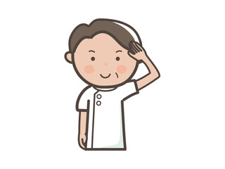 了解のポーズをする男性整体師（マッサージ師）の上半身イラスト