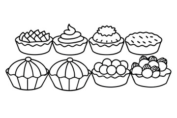 tart line art clean dessert designs for creative projects.eps