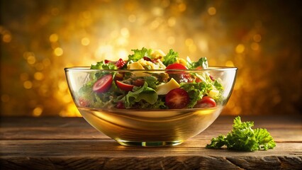 Sepia Vintage Salad Bowl with Gold Reflections - Eco-Friendly Sustainable Food Photography