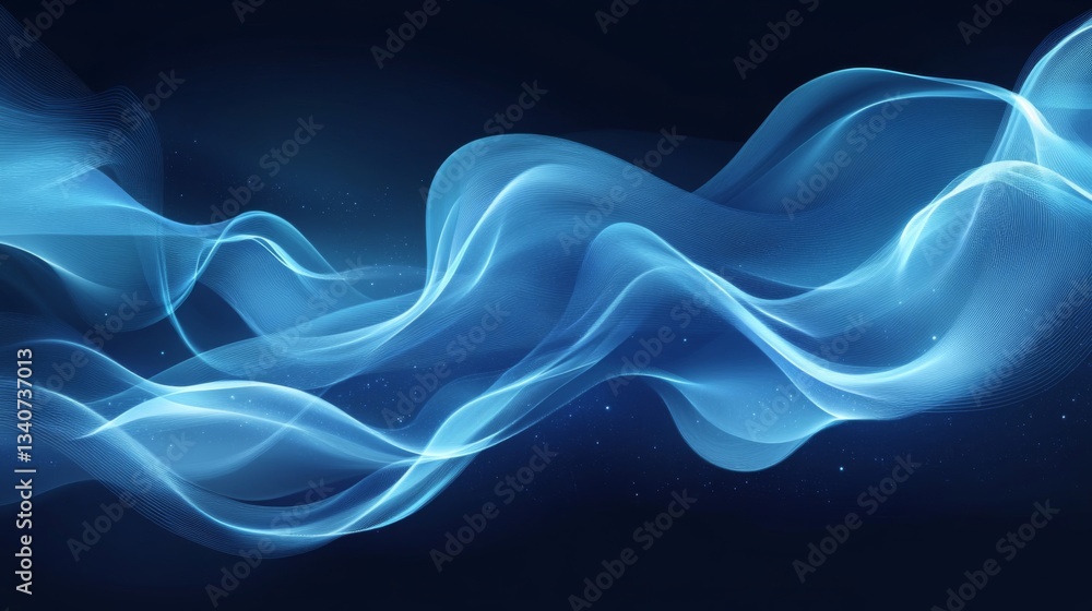 Poster abstract blue wave particle flow background