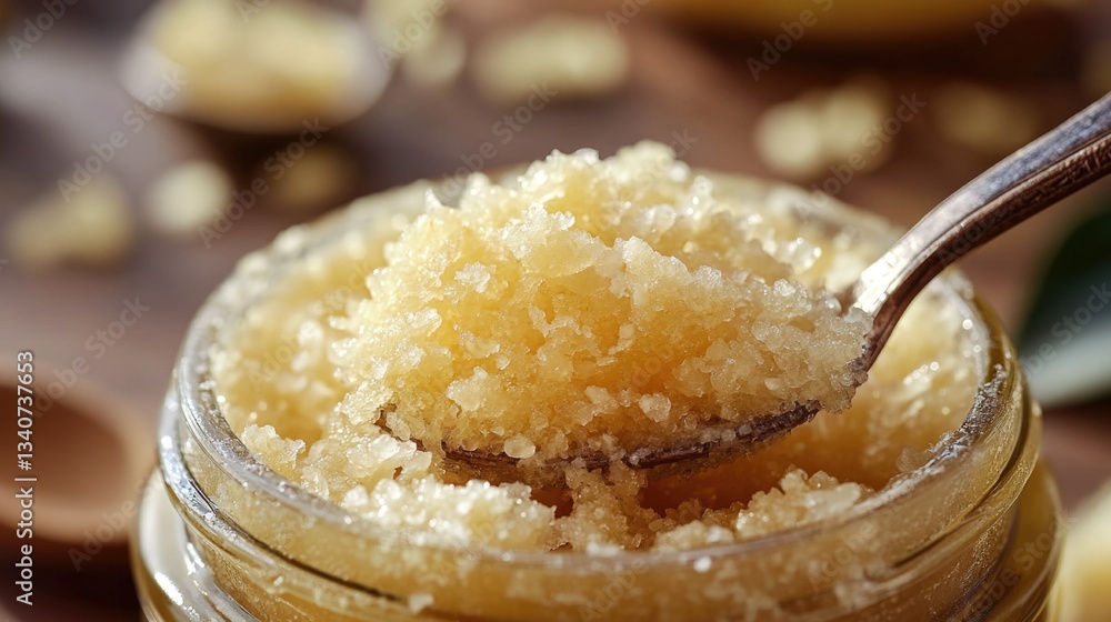 Poster a jar of sugar with a spoon resting inside