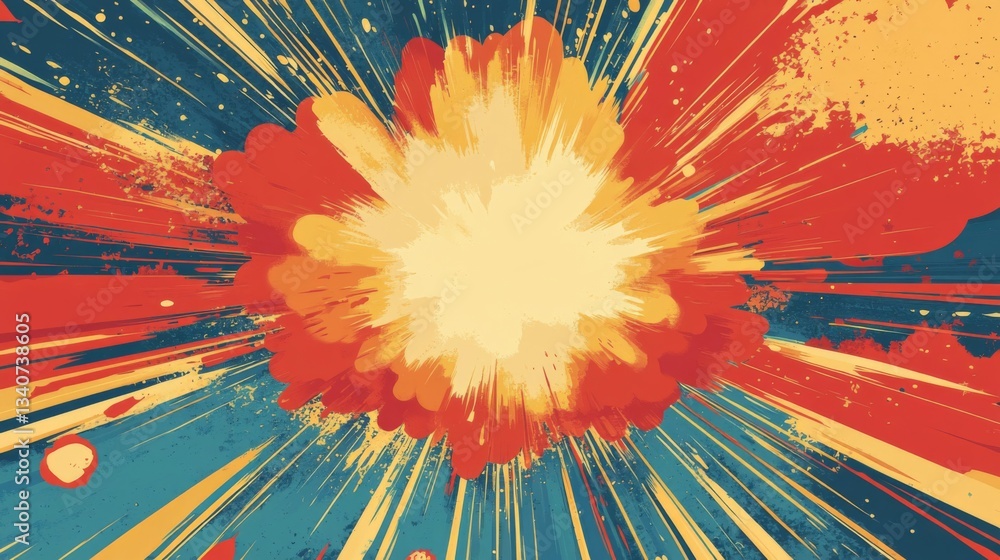Poster abstract colorful explosion with dynamic rays