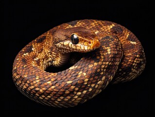 Fototapeta premium A close-up shot of a snake's head on a dark, contrasting background