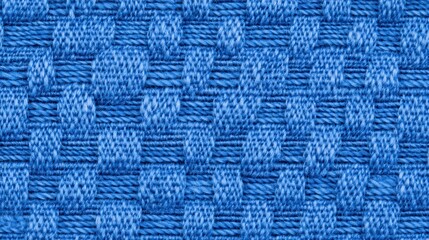 Fototapeta premium A close-up of a textured blue woven fabric, showcasing intricate patterns and a soft appearance, ideal for design and textile applications, Denim Texture woven seamless.