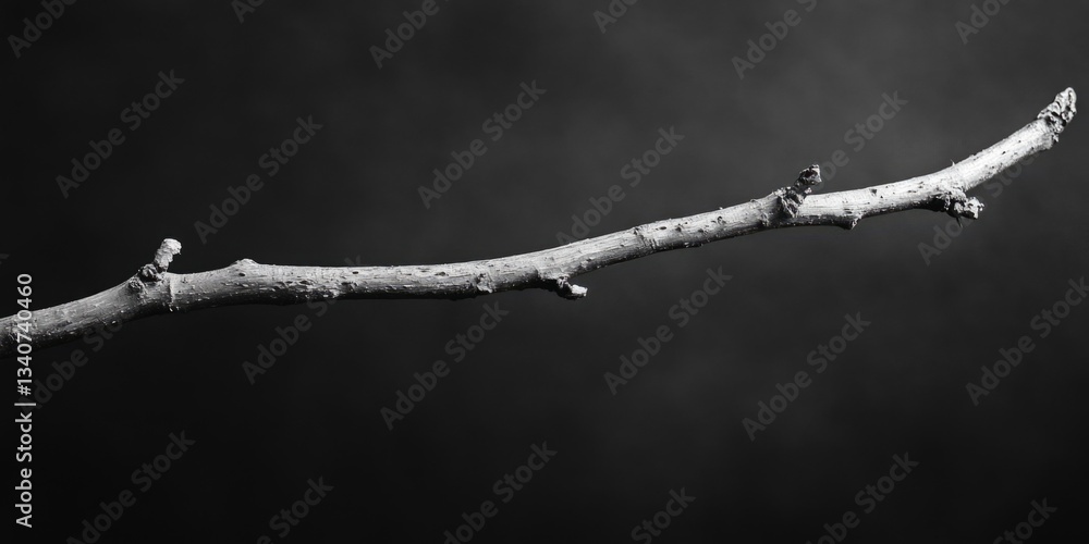 Poster a close-up of a tree branch photographed in black and white, perfect for use as a design element or 