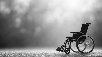 Obraz premium A small, toy-like wheelchair sits atop a green grassy field