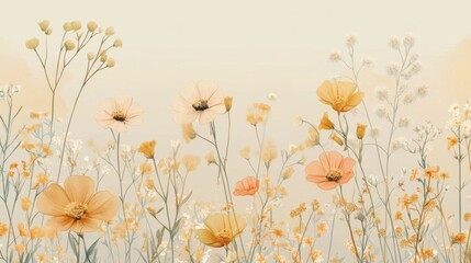 Naklejka premium design of wildflowers with delicate textures and subtle shading