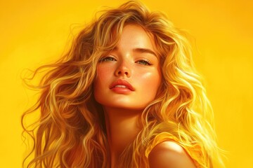 Naklejka premium A portrait of a woman with long blonde hair, looking straight ahead