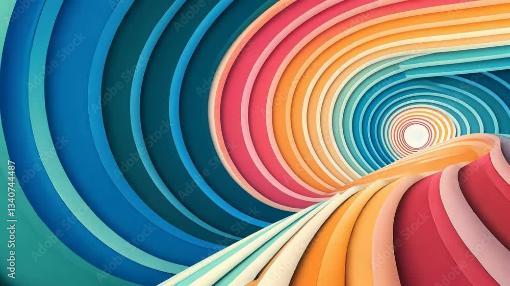 Poster colorful abstract wave pattern with a vibrant tunnel effect