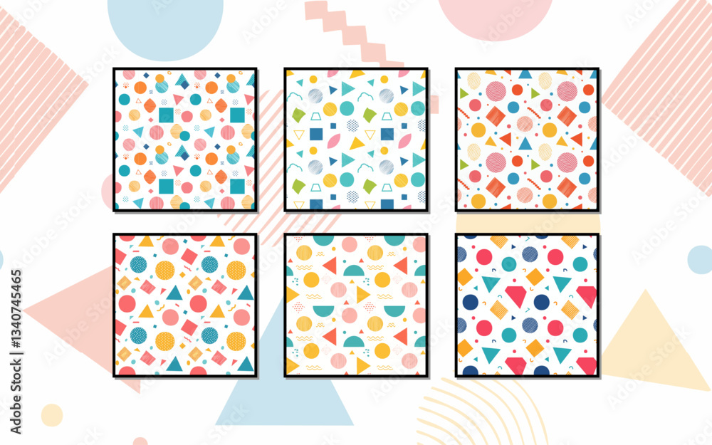 Poster set of seamless modern style patterns