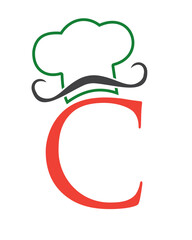 Initial Letter C Chef Hat Symbol For Restaurant Logo Design Vector Template