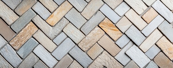 Stone tiles arranged in a dynamic zigzag pattern, modern and eye-catching