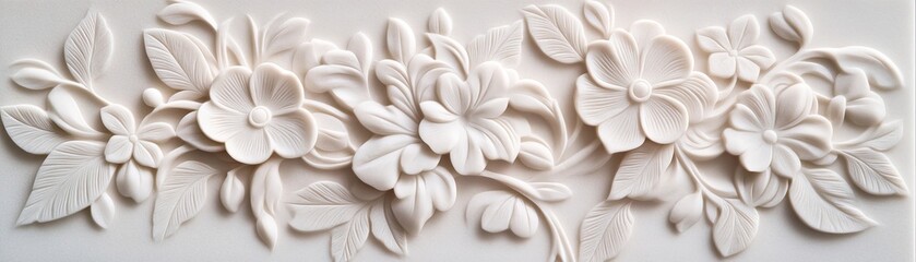 Fototapeta premium Custom-carved stone tiles with floral engravings, detailed and elegant