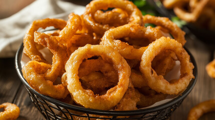 fresh crispy spicy curly french fries in basket