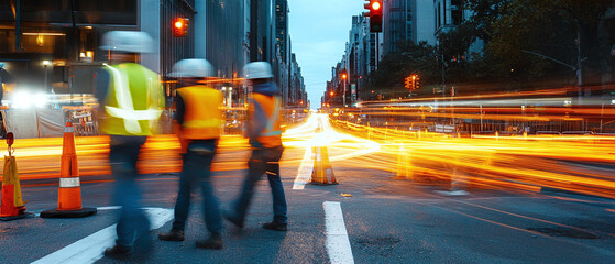 Motion blur of the movement of earthmoving trucks or vehicles used for construction. Ai generate.