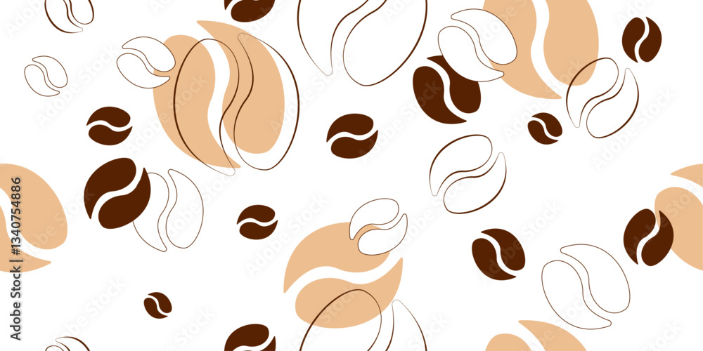 Aufkleber brown reputed beans coffee pattern. vector simple coffee beans pattern.