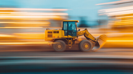 Motion blur of the movement of earthmoving trucks or vehicles used for construction. Ai generate.