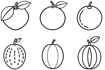 Plumcots line art illustration of hybrid fruit trees.eps