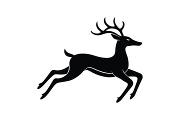 Silhouette vector art illustration of a leaping deer in mid-air1.eps