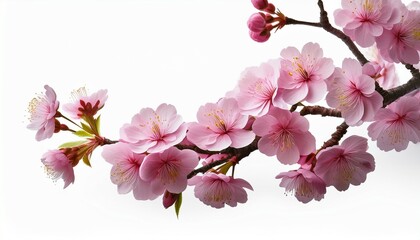 Obraz premium japanese sakura the branch of dark pink sakura blossom isolated on white background illustration