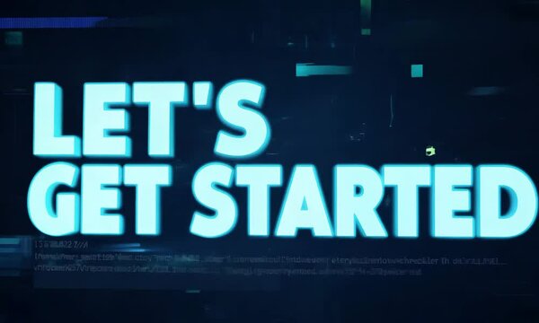 Let's Get Started, Abstract Dark Blue And Green Glowing Digital Background