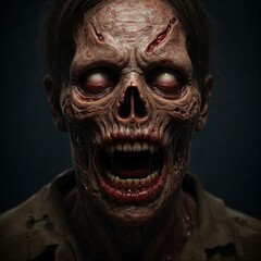 Zombie face with horrifying eyes 