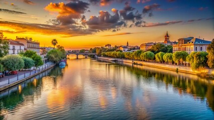 Obraz premium Seville Guadalquivir River: Scenic View with Copy Space for Text