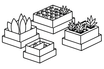 Planter box line art perfect for home decor.eps