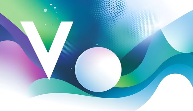 Abstract background,Abstract shapes in green and blue, with an illustration of the white shape of a marble ball floating above them
