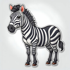 Obraz premium A Charming Zebra Sticker Showcasing A Playful And Spirited African Animal With Bold Black And White Stripes Against A Simple Gray Background