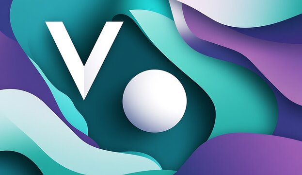 Abstract background,Abstract shapes in green and blue, with an illustration of the white shape of a marble ball floating above them