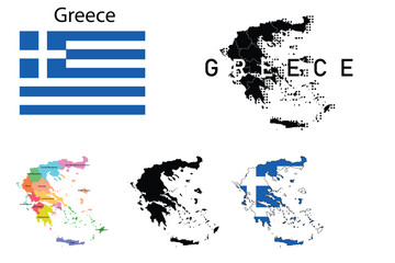 Greece flag and map illustration vector.
