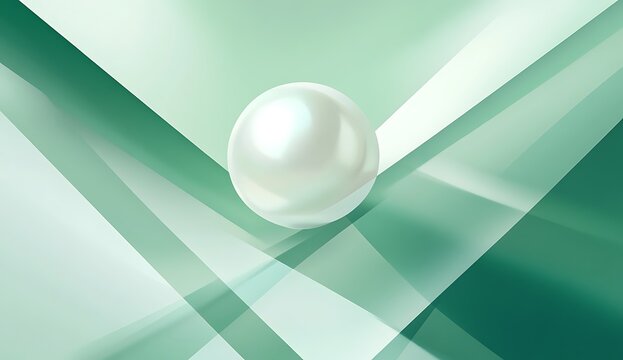 Abstract background,Abstract shapes in green and blue, with an illustration of the white shape of a marble ball floating above them