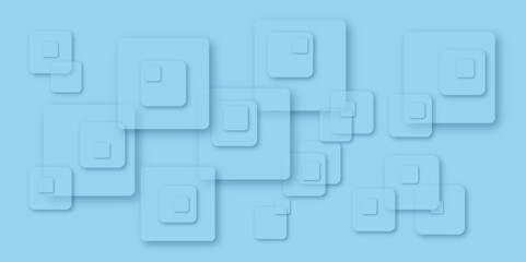 Fototapeta premium Abstract white geometric shapes arranged in a modern pattern on a seamless background. Square shapes, dynamic composition. Smooth gradients. White background with a geometric square pattern