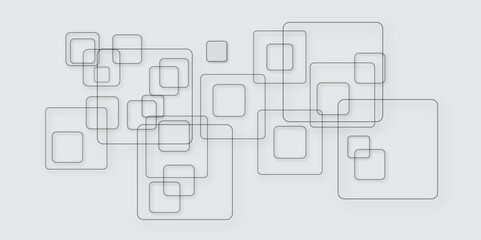 Abstract geometric connect lines. Black and white abstract background with squares. Minimal white template and poster geometric background. Abstract geometric pattern square and random black lines