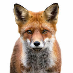 Naklejka premium A Captivating Red Fox Stares Intently, Its Rich Fur And Piercing Gaze Creating A Moment Of Wild Beauty Against A Stark White Background