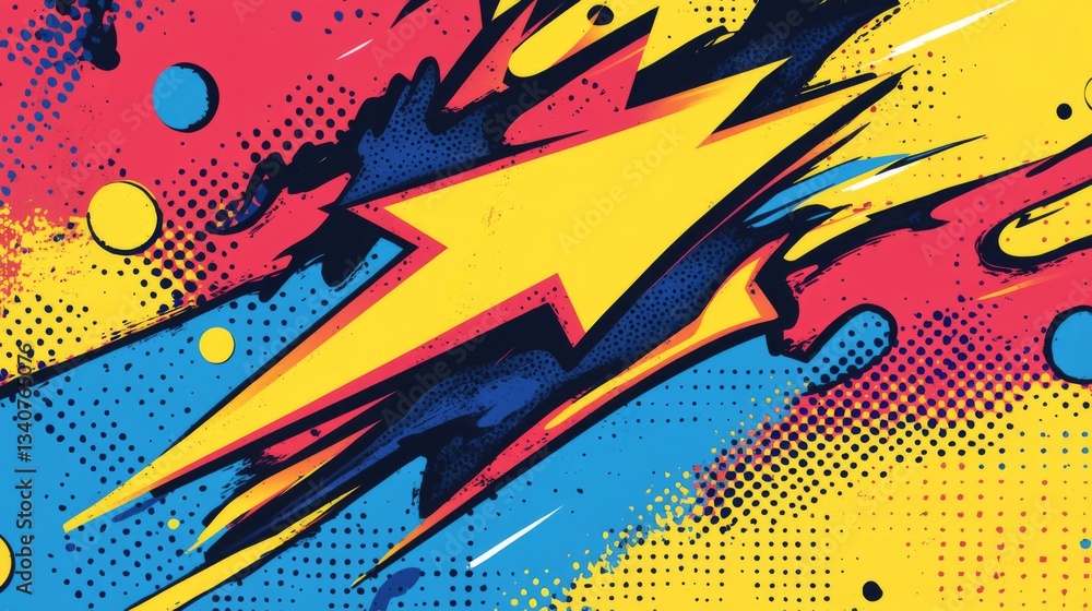 Aufkleber abstract colorful pop art background with dynamic bolt and halftone texture
