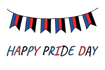 Colorful garland Polyamory pride flag Happy pride day LGBTQIA community Pride Month Vector hand drawn doodle for posters, stickers, logo, cards