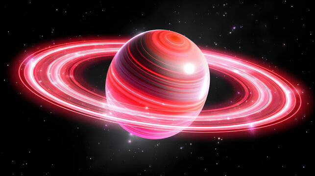 Beautiful digital rendering of saturn surrounded by its iconic rings, capturing the imagination with its vibrant colors in cosmic space.