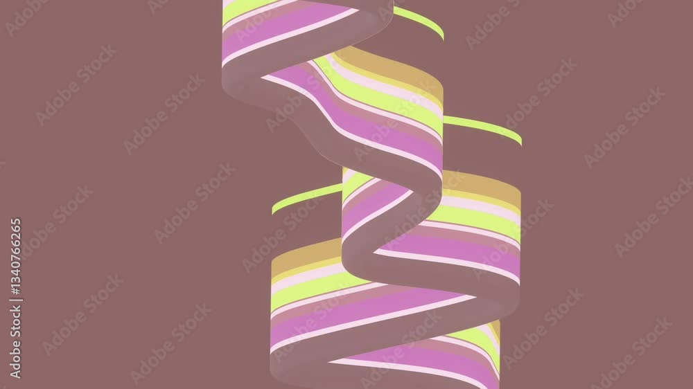 Poster Elegant seamless loop animation with a curving ribbon-like shape. Shimmers of light colors emphasize the dynamics. 3d rendering. 4K, Ultra HD resolution