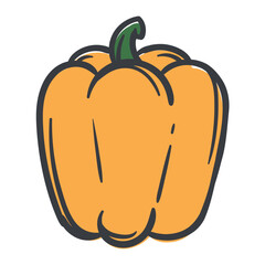 Sweet bell peppers. A simple hand-drawn icon with an offset outline. Vector illustration for print, sticker, banner