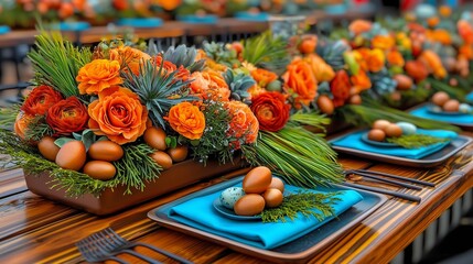 Easter table adorned with natural blooms, foraged branches, and delicate botanical details.