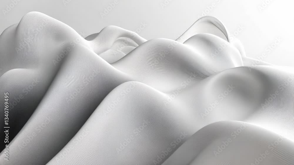 Poster Abstract Digital Render Of Textured White Terrain Featuring Smooth Dynamic Forms And Lighting