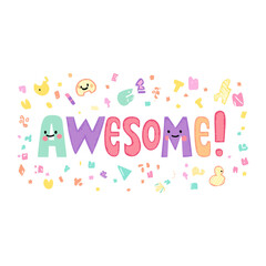 Illustration colorful design typography vector