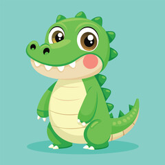 Fototapeta premium Green Crocodile Illustration for Kids' Projects