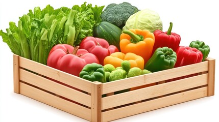 Vibrant Fresh Vegetables in Wooden Crate