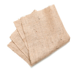 Burlap cloth on white background