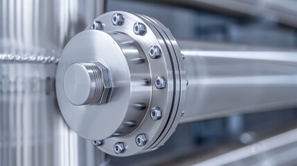 Industrial ventilation duct with bolted flange connections for airtight sealing. High-definition textures with ultra-sharp edges.